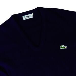 IZOD Lacoste Vintage V Neck Sweater Blue Men's Medium